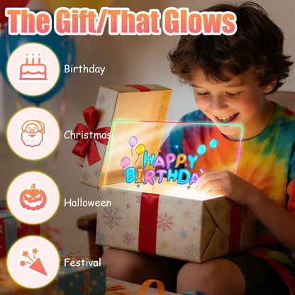 LED Drawing Board for Kids, Large Light Up Writing Tablet, 7 Color Glow Doodle Board with Paint Stencils and Tracking Paper, Birthday Holiday Toy Gift for Boys Girls Age 3+