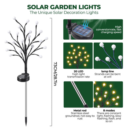 Laladeyek Solar Tree Shaped LED Lights Decorative Solar Lights for Garden Lawn Ornaments Outdoor Waterproof Charging Design Have 80 Lights Perfect for Garden Deals and Beautifying Outdoor Spaces