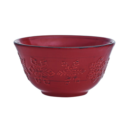 Pfaltzgraff Trellis Snowflakes 12 Piece Dinnerware Set, Service For 4, Red