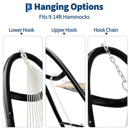 Garvee Universal Double Hammock Stand, 550-Pound Capacity, Heavy-Duty Hammock Stand for Outside, Fits 9 to 14 Foot Hammocks, Black