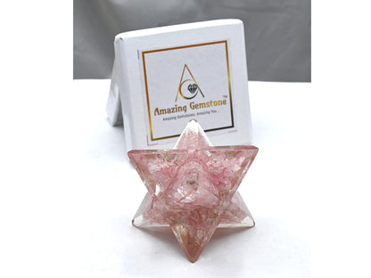 Amazing Gemstone 1 Pcs Rose Quartz Large Crystal Orgone Merkaba Star for Reiki Healing Meditation and Crystal Grid