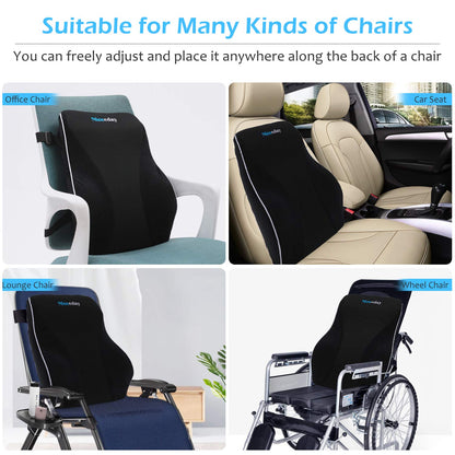 Niceeday Lumbar Support Pillow for Office Chair Car Back Support Pillow, Memory Foam Gaming Chair Desk Chair Back Cushion for Lower Back Pain Relief, Ergonomic Back Rest,Office Home Essentials