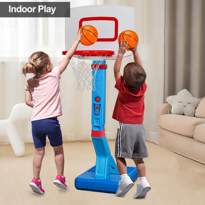 Toddler Basketball Hoop Indoor Mini Adjustable Basketball Goal with Ball Pump Outdoor Toys Backyard Game Outside Pool Basketball Toys for 3 4 Year Old Boy Girl Kid Toy Age 4-8 Birthday Gift