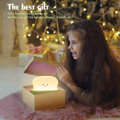 QANYI Desk Decor Toaster Lamp, Rechargeable Small Lamp with Smile Face Toast Bread Cute Toaster Shape Room Decor Night Light for Bedroom, Bedside, Living Room, Dining, Desk Decorations, Gift