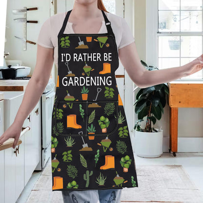 Gzrlyf Garden Apron Gardening Gift Plant Lover Gifts For Mom Grandma Gardener Aprons With Pocket I'd Rather Be Gardening (gardening apron)