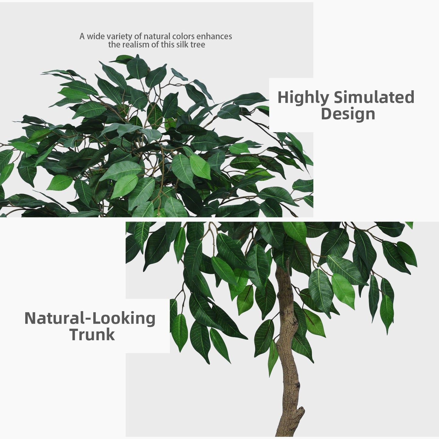 ASTIDY Artificial Ficus Tree 5FT - Faux Indoor Tree with Black Tall Planter - Fake Ficus Floor Plant in Pot - Artificial Silk Tree for Home Office Living Room Decor Indoor