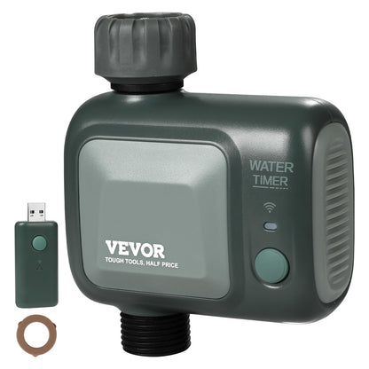 VEVOR WiFi Sprinkler Timer, Single Outlet, Smart Hose Faucet Water Timer with Brass Inlet, APP Control via 2.4Ghz WiFi or Bluetooth, Voice Control with Alexa Google Assistant, IPX6 for Yard Watering