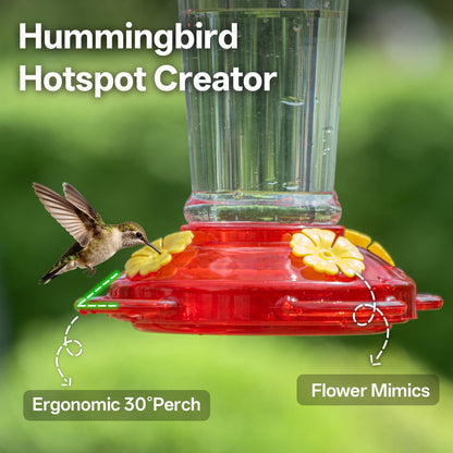 TOP XIAN Plastic Hummingbird Feeder, 2-Pack 14 OZ Ant & Bee Proof Hummingbird Feeders for Outdoors Hanging, Leak-Proof Nectar Feeders with 4 Feeding Ports and Perches, Gifts for Mom, Birdlovers