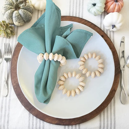 Napkin Rings Set of 6 - Wooden Beads Napkin Rings | Rustic Wooden Napkin Ring Holder for Table Decoration - Handmade LEBEJUA Napkin Ring with Wood Beads & Jute Twine - Farmhouse Holder for Napkins