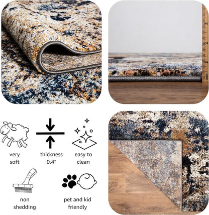 Keen Home Design Area Rugs - 48"x72" Non-Shedding, Thick Pile Abstract Rugs for Kitchen, Living Room, Bedroom, Dining Room, Entryway - Size: 4' x 6', Skies Multi