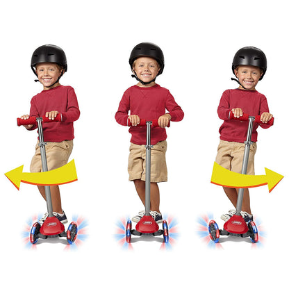 Radio Flyer Lean 'N Glide Scooter with Light Up Wheels, Kids Scooter, Red Kick Scooter, for Ages 3+