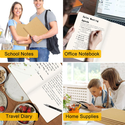 EUSOAR Blank Journal Notebook, 3 Packs Large A4 8.5" x 11" 40 Sheets/ 80 Pages, 100gsm Thick Paper Kraft Sketchbook Composition Diary Subject Notebooks Planner Journal for Students Office