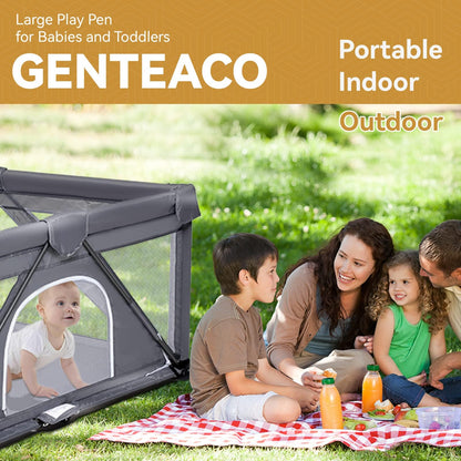 Foldable Baby Playpen, Extra Large Play Pen for Babies and Toddlers, Baby Fence Play Yard, Safety Kids Portable Playpin Indoor&Outdoor (50"X50",Dark Grey)