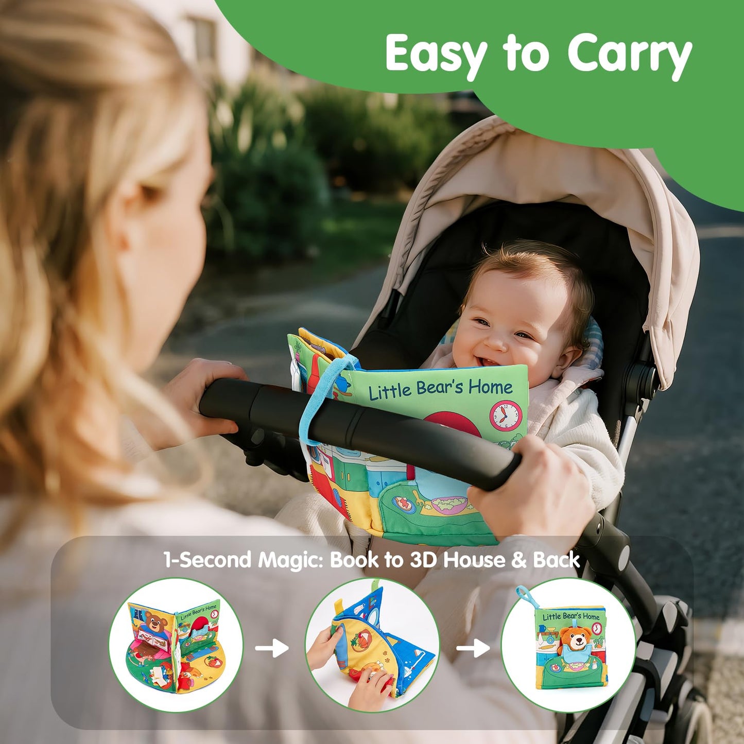 hahaland Baby Book for 1 Year Old - Touch and Feel Soft Activity Books Tummy Time Baby Toy 6 9 12 18 Months Interactive Book for Babies 6-12 Month on Airplane Birthday Easter Basket Stuffers