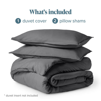 Bare Home Bedding Duvet Cover Queen Size - Premium 1800 Super Soft Duvet Covers Collection - Lightweight, Cooling Duvet Cover - Soft Breathable Bedding (Queen, Grey)