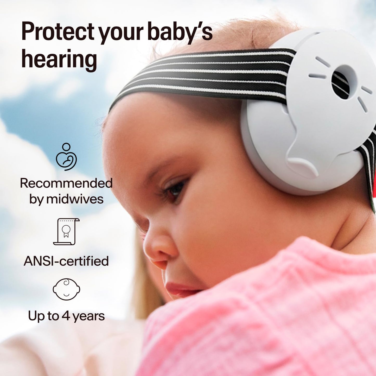 Alpine Muffy Baby Ear Protection for Babies and Toddlers up to 36 Months - CE & ANSI Certified - Noise Reduction Earmuffs - Comfortable Baby Headphones Against Hearing Damage & Improves Sleep - Black