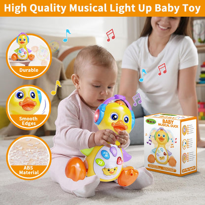 Wanonoo Dancing Duck Baby Toys 6-12 Months Developmental, Musical Crawling Infant Tummy Time 3 4 5 6 7 8 9 10 11 12 18 Month Boy Girl Moving Light Up Toddler Learning Activity Easter Birthday Gift