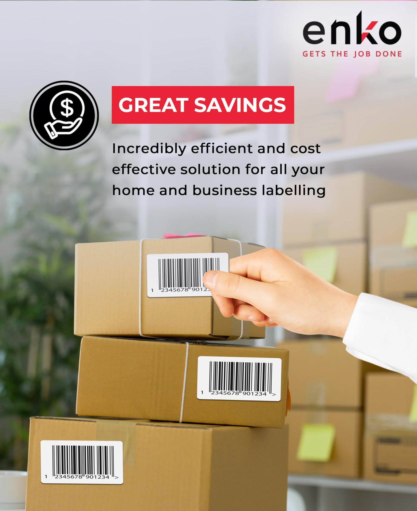 enKo 4" x 3" Labels for Zebra Desktop Printers (12 Rolls, 6000 Labels) - Blank White Direct Thermal Address Mailing Shipping Barcode FBA Stickers FNSKU Label for Zebra and Eltron (Perforated)