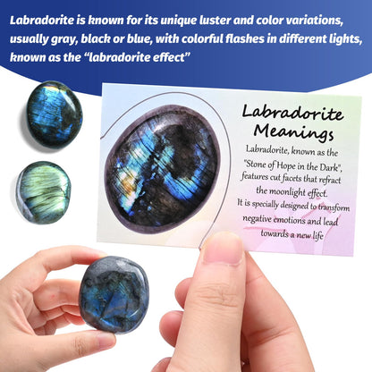 1PC Labradorite Crystals, Large Size Gemstone Labradorite Palm Stone, Irregular Shaped Labradorite Healing Stones, Natural Hand Carved Worry Stone Crystals for Meditation