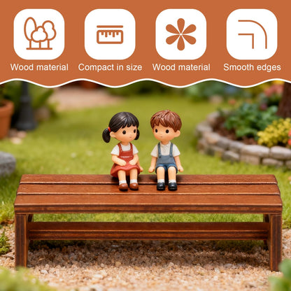 Garneck 2 Pack Miniature Wooden Benches for Dolls: 1:12 Tiny Fairy Garden Bench Figurines Dollhouse Furniture Accessories for Crafts Mini Park Chair Model for DIY Micro Landscape Scene Bonsai Decor