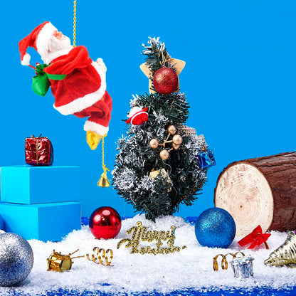 Climbing Santa with Music, Electric Santa Climbing Rope Battery Operated Climbing Santas Claus, Climbs Up and Down, Home Decoration for Parties