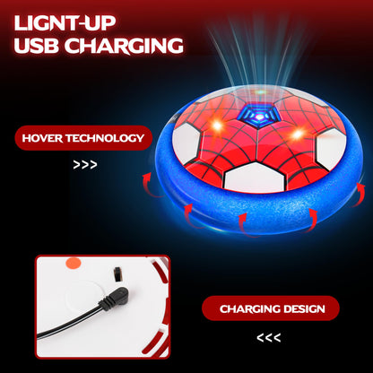 HitToys Hover Soccer Balls Toys Set for Kids, 2-in-1 Rechargeable Air Floating Football Toy Ball with Led Light, Indoor Sports Games Christmas Birthday for Old Boys Girl