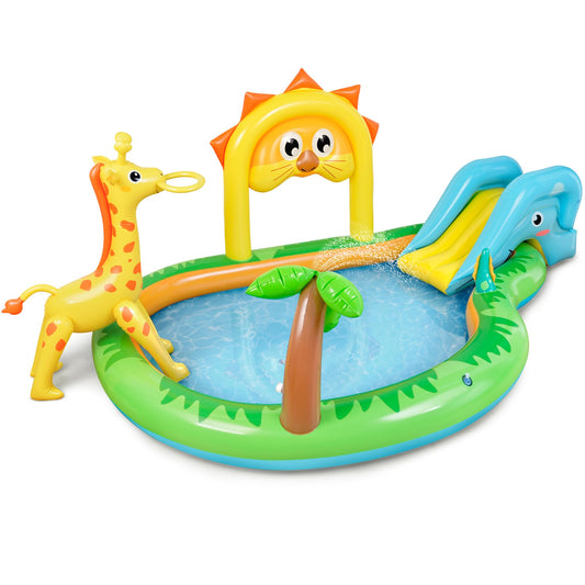 SULIFEEL 2026 Inflatable Jungle Kids Pool, Large Inflatable Toddler Happy Play Center with Water Slide & Sprinkler, 100" Blow Up Kiddie Splash Water Park 100" for Backyard, Garden, Ages 2+