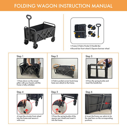 Wagons Carts Foldable,Portable Utility Shopping Cart with Wheels, 600D Double Oxford Cloth，Folding Outdoor Wagon Cart ，Portable Utility Outdoor Wagon for Grocery，Collapsible Wagon with Wheels