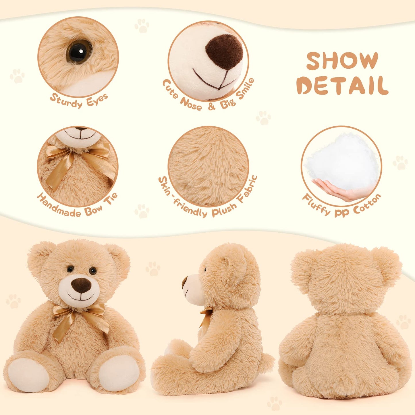 MorisMos Bulk Teddy Bear Stuffed Animals Plush Toys for Kids, 14 inch Teddy Bear for Baby Shower Centerpiece Decorations, 7-Pack Small Stuffed Animal Wholesale Gifts for Birthday Christmas Valentines
