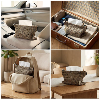 Pocket Tissue Holder Storage Decorative Tissue Holder Bag Decorations for Bathroom Vanity Countertops Dressers Night Stand Parlors Offices 10.6×7 inches