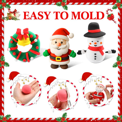 Capoda 18 Set Christmas DIY Craft Kit Christmas Air Dry Clay Kit Snowman Santa Claus Making Craft DIY Modeling Clay for Xmas Winter Holiday School Exchange Gifts Party Art Activities Supplies