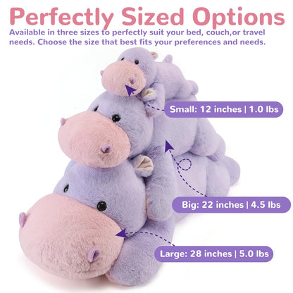 meowtastic Hippo Weighted Stuffed Animals - 22 Inch 4.5 Pounds Weighted Plush Hippo Stuffed Animals - Big Toys Pillow - Cute Plush Toys Gifts for Kids & Adults (22" 4.5 lbs)