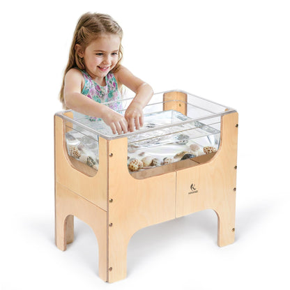 KRAND See-Through Small Water & Sand Sensory Table for Kids w/Transparent Tub for Tactile Play & Learning – Perfect for Home, Classroom & Daycare