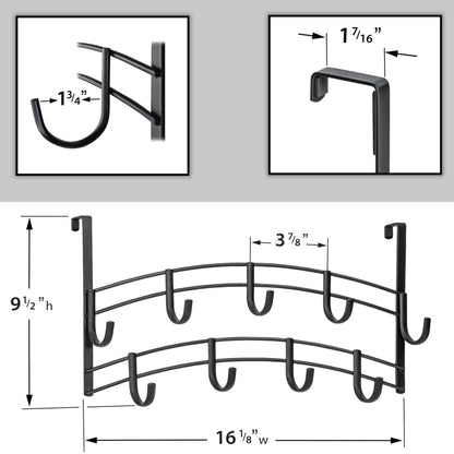 LYNK Professional® Home™ Over the Door Hooks - 9 Hook – Over the Door Coat Rack - Over the Door Hanger - Hanging Towels or Clothes - Bathroom, Bedroom, Laundry Room - Lifetime Ltd. Warranty, Black