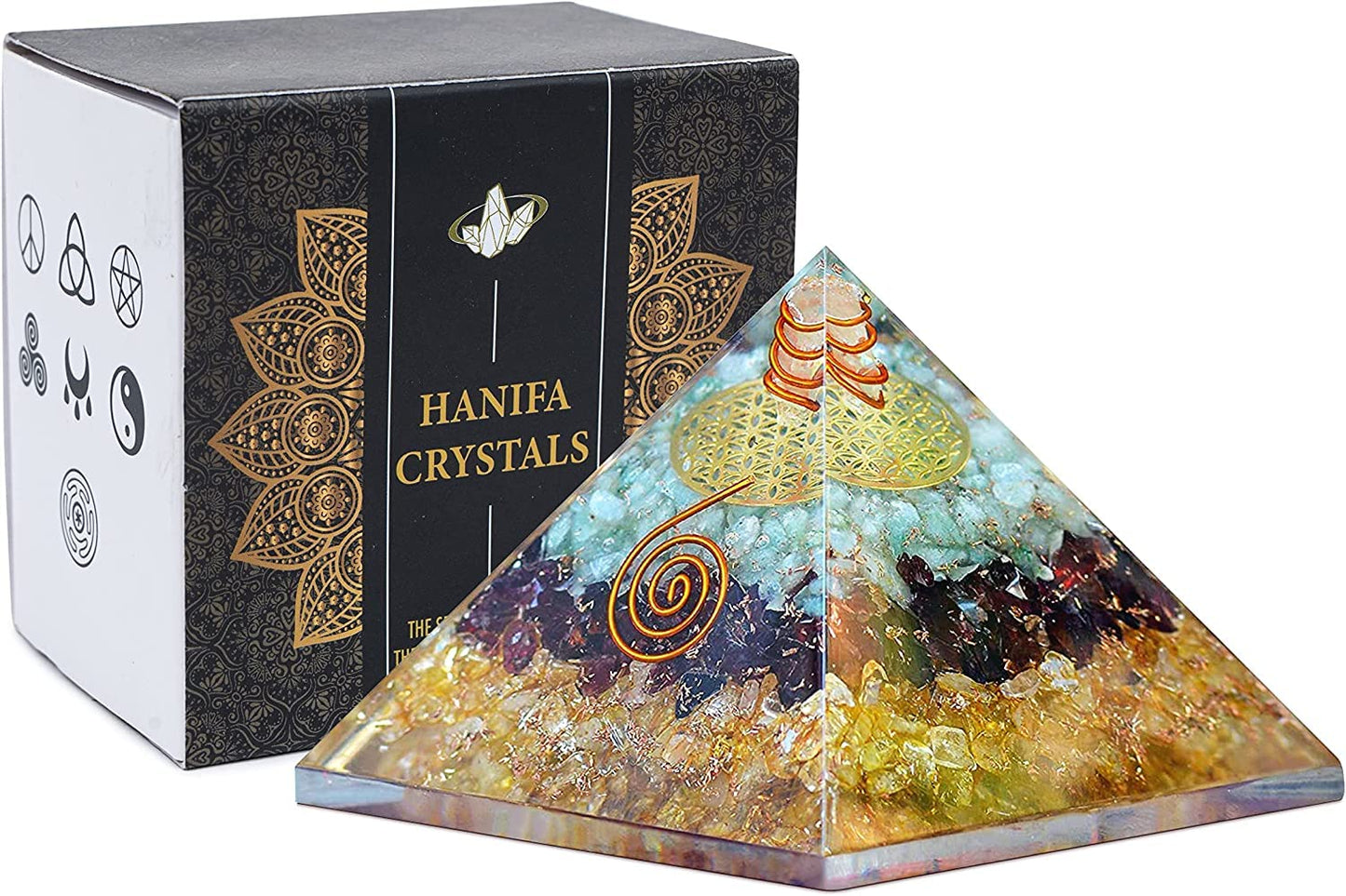 Triple Money Orgonite Pyramid Attract Wealth and Prosperity- Crystals Pyramid for Positive Energy And Meditation Yoga Positive Energy Crystal That Promotes Wealth, Prosperity and attracts Success