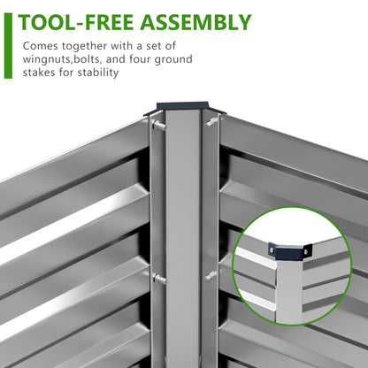 Easllre 2PCS 7x3x1ft Galvanized Raised Garden Bed,Outdoor Planter Box Metal Patio Kit Planting Bed for Vegetables Flowers Herb,Silver