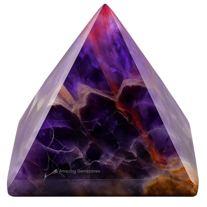 Amazing Gemstone Amethyst Chevron Pyramid Crystal Healing Stones - 1.5" Great Pyramid Figurine of Natural Stone Pyramid for Meditation, Reiki, Chakra Balancing and Crystal Pyramids Grid