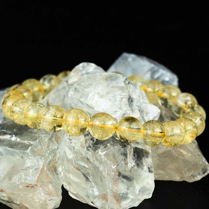 DAZCOLO 8mm Natural Gemstone Stretch Bracelet, Handmade Unisex Crystal Bracelets for Meditation, Yoga, Spiritual Healing & Positive Energy (Citrine)