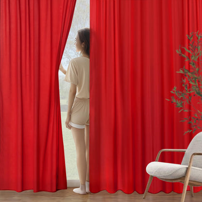 MIULEE Red Privacy Sheer Curtains That Let Light in 84 Inches Long Non-See-Through Semi Sheer Curtain Light Filtering Window Curtains Christmas Drapes for Living Room Bedroom 2 Panels Set