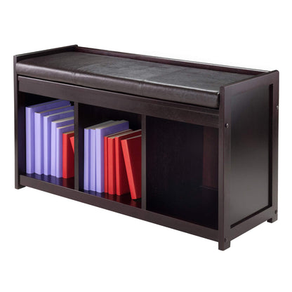 Winsome Wood Addison 2-Pc Storage Bench & Seat Cushion, Espresso