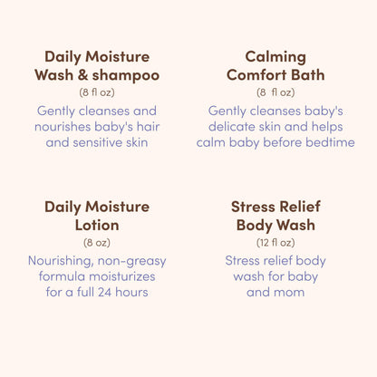 Aveeno Baby Bathtime Solutions Mommy & Me Gift Set, Baby Wash & Shampoo, Calming Bath, Daily Moisturizing Lotion and Stress Relief Body Wash for Mom, Colloidal Oat, Baby Bath Essentials, 4 items