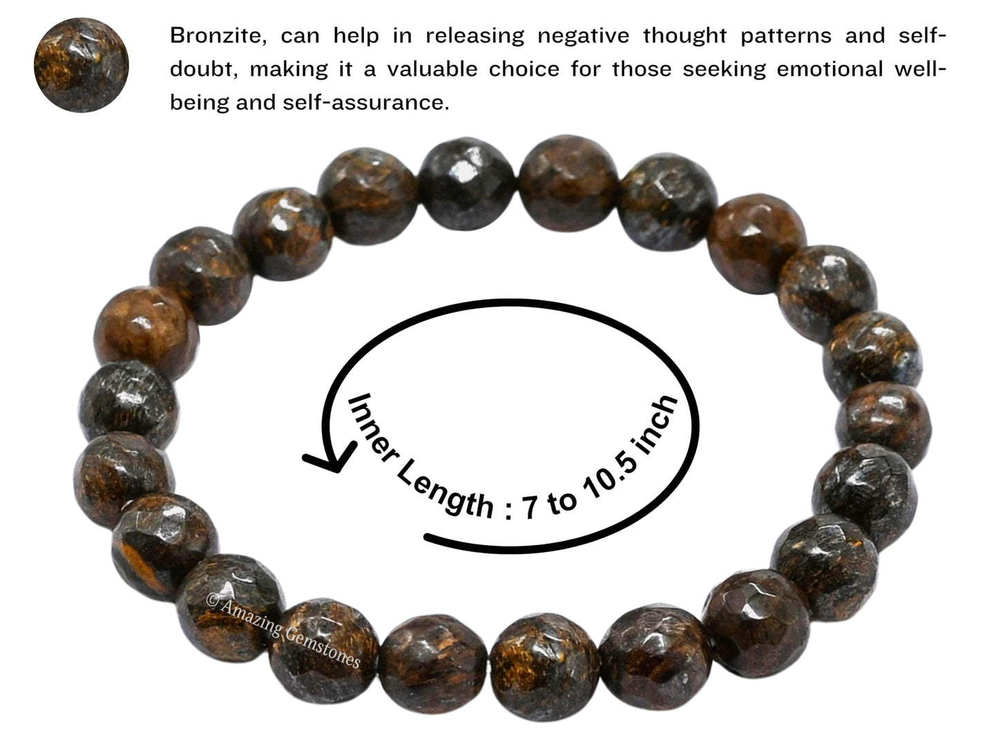 Amazing Gemstone Bronzite Bracelet for Women - Chakra Mens Bracelet Protection Crystals and Healing Stones - Blessing Bracelet Spiritual Meditation Gift Christmas Stocking Stuffers