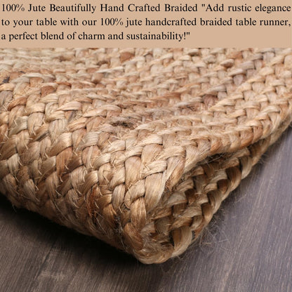 Savi Home Farmhouse Jute Burlap Table Runner 36 Inches Long, Organic Eco-Friendly Rustic Vintage Dining Table Runner, 13x36 Natural Jute Braided Table Runner