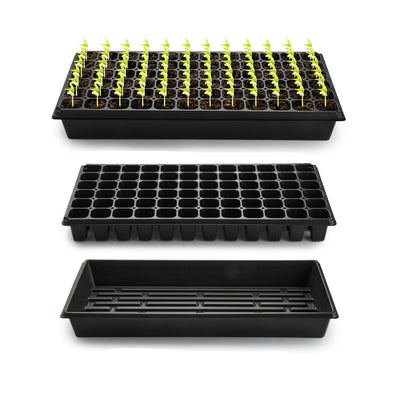 RooTrimmer 10 Pack 1020 Trays No Holes and 10 Pack 72 Cell Seed Starter Tray, 20" x 10" - Heavy Duty Reusable Plastic Seed Starter Kit for Microgreens, Seed Germination & Plant Propagation (10 Sets)