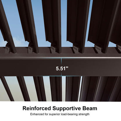 PURPLE LEAF 10' x 16' Louvered Pergola Outdoor Adjustable Louvre Shade Modern Patio Aluminum Pergola with Retractable Roof for Deck Backyard Garden Hardtop Gazebo, Bronze