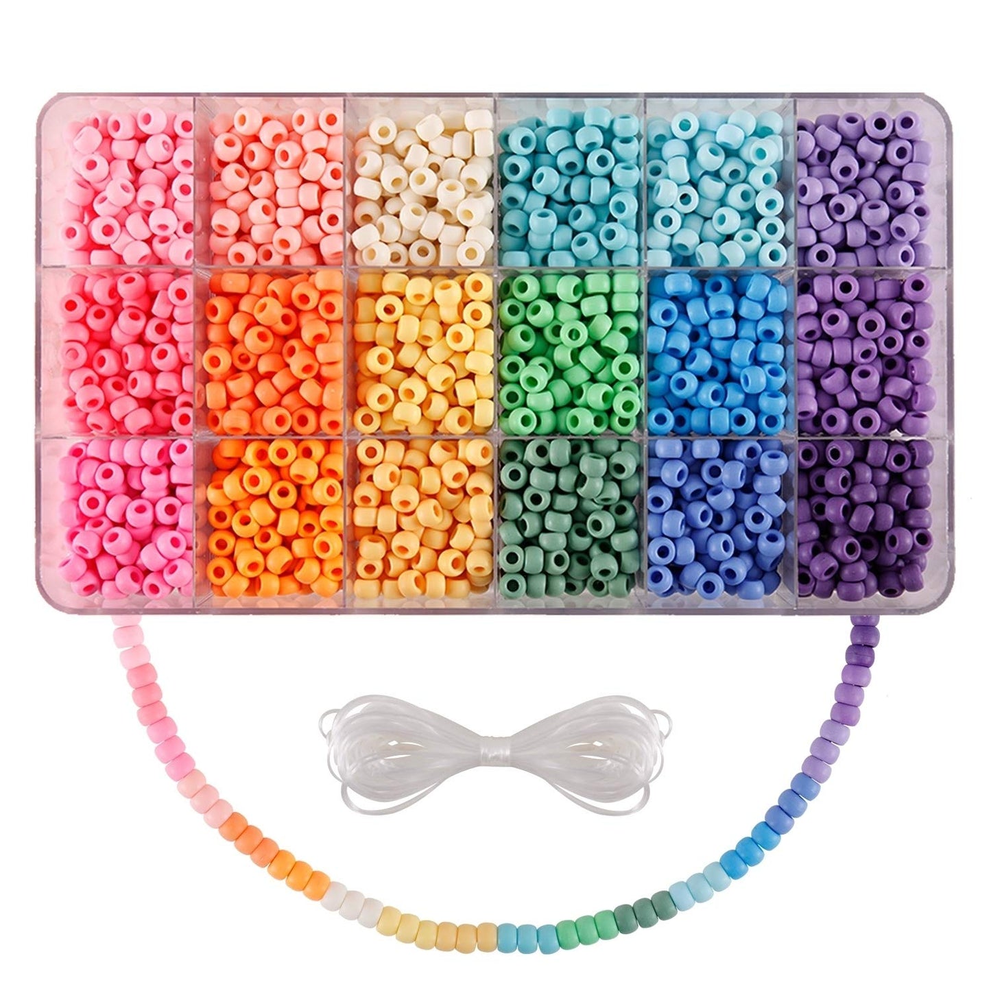 MAKERSLAND 2600+pcs Pony Beads Kit, 18 Color Rainbow Kandi Beads Set, Multicolor Matte Plastic Jewelry Making Kit for DIY Craft Friendship Bracelet Necklace Key Chain