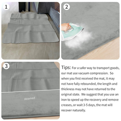 Baby Play Mat for Floor,1.3" Thick Elasti-Foam 50"×50" Playpen Mat for Tummy Time,Water Repellent Soft Coral Velvet for Toddler,Infant,Kids,Non-Slip Backing Safe for Crawling(Light Gray)