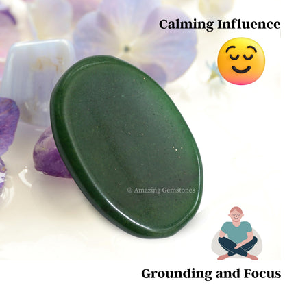 Amazing Gemstone Green Jade Aventurine Worry Stone Crystals and Healing Stones - Worry for Stress Relief Gifts - Piedra Crystal Fidget for Meditation - Unique Stocking Stuffers and Birthday Gifts