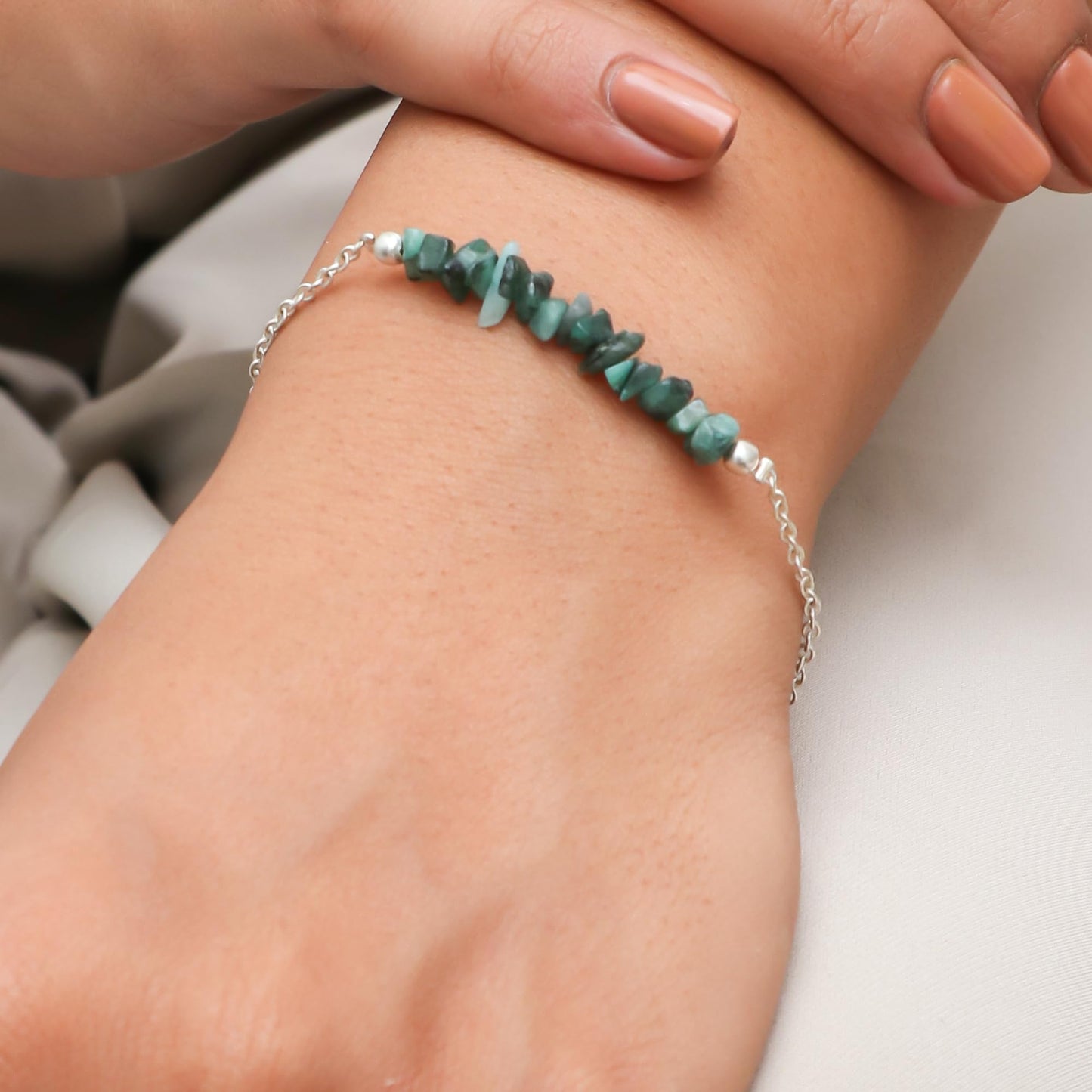 Gempires Natural Gemstone Chip Bar Bracelet for Women, Crystal Healing Bracelet, Multiple Gemstone Options, Adjustable Yellow Gold Plated Chain (7” + 1” Extender), Dainty Stackable Jewelry Gift for Her (Sodalite)