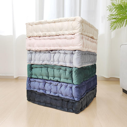 RuzRhyth Square Floor Pillows, Large Floor Cushion for Adults Kids, Meditation Floor Pillow Seating Cushion with Shredded Memory Foam and Silk Wadding, 20"x20"x5" Dark Green